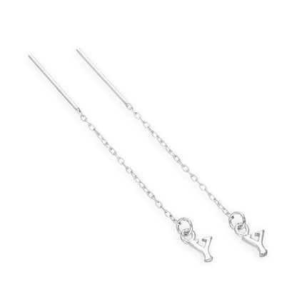 Boucles d'oreilles à tirer en argent sterling avec lettres de l'alphabet de A à Z
