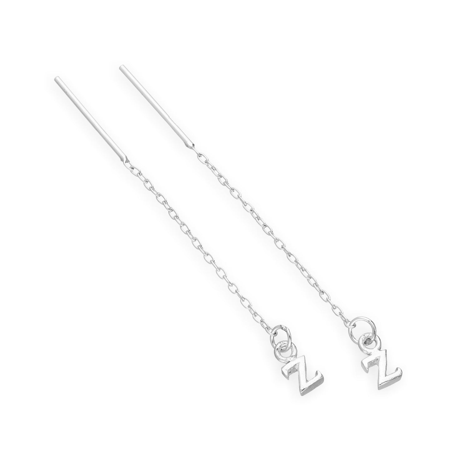 Boucles d'oreilles à tirer en argent sterling avec lettres de l'alphabet de A à Z