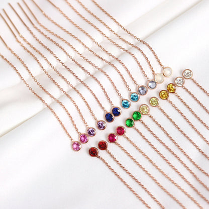 Boucles d'oreilles à enfiler en argent sterling plaqué or rose et cristal CZ avec pierre de naissance