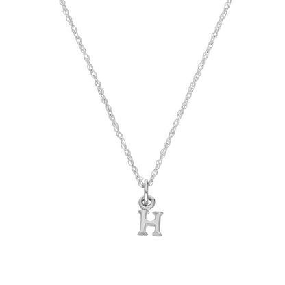 Collier avec pendentif minuscule en argent sterling avec lettre H de l'alphabet, 35 à 55 cm