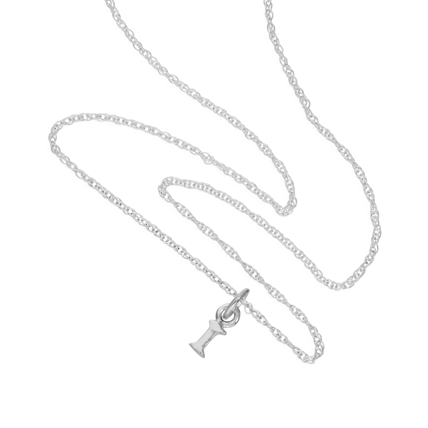 Collier avec pendentif minuscule en argent sterling, lettre I, 35,6 à 55,9 cm