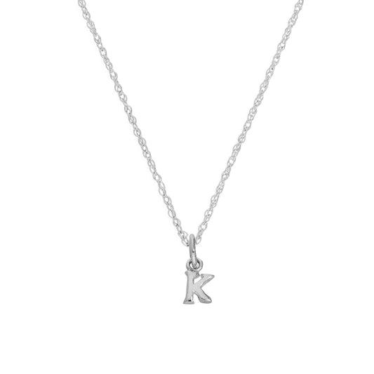 Collier avec pendentif minuscule en argent sterling, lettre K, 35 à 55 cm