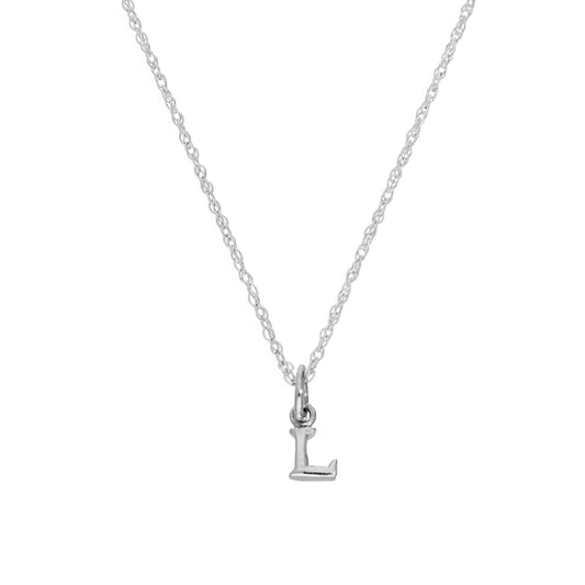 Collier avec pendentif minuscule en argent sterling, lettre L, 35,6 à 55,9 cm