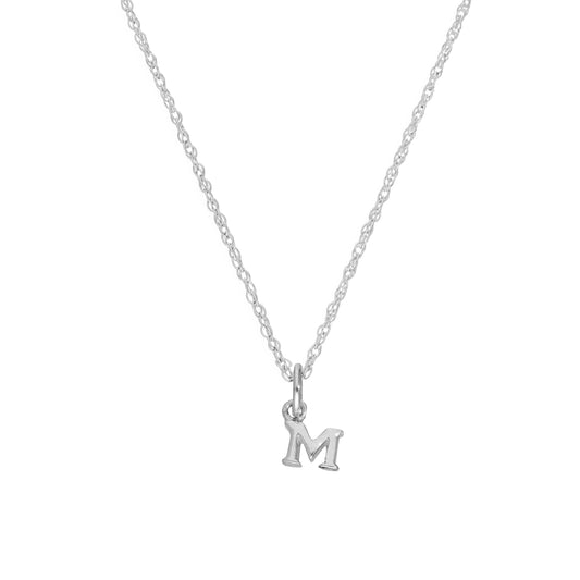 Collier avec pendentif minuscule en argent sterling, lettre M, 35,6 à 55,9 cm