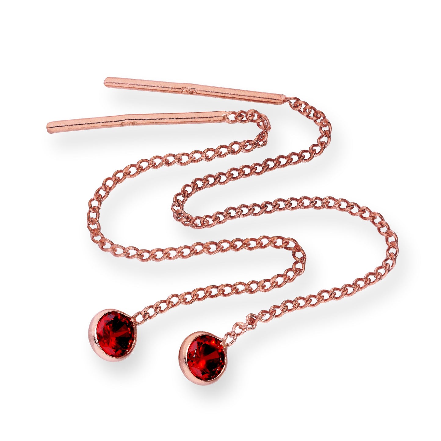 Boucles d'oreilles à enfiler en argent sterling plaqué or rose et cristal CZ avec pierre de naissance