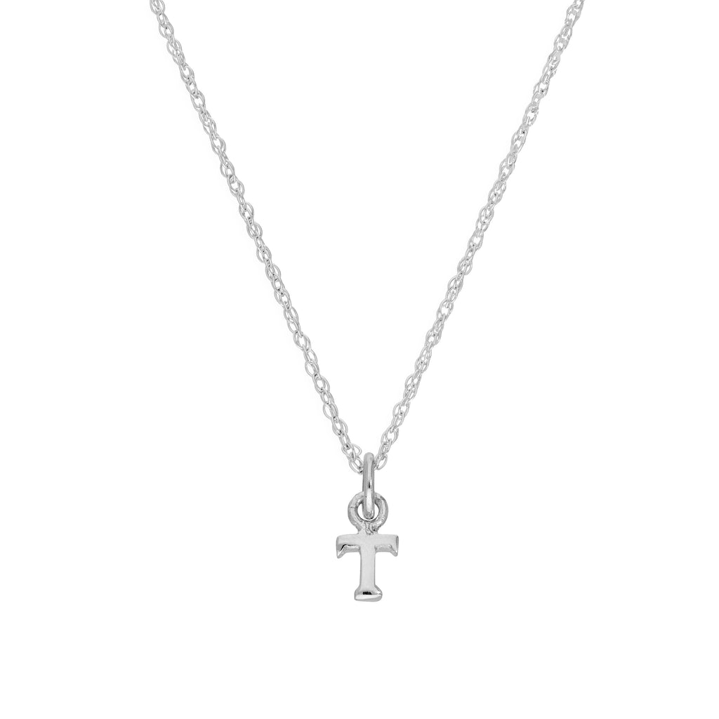 Collier avec pendentif minuscule en argent sterling, lettre T, 35 à 55 cm