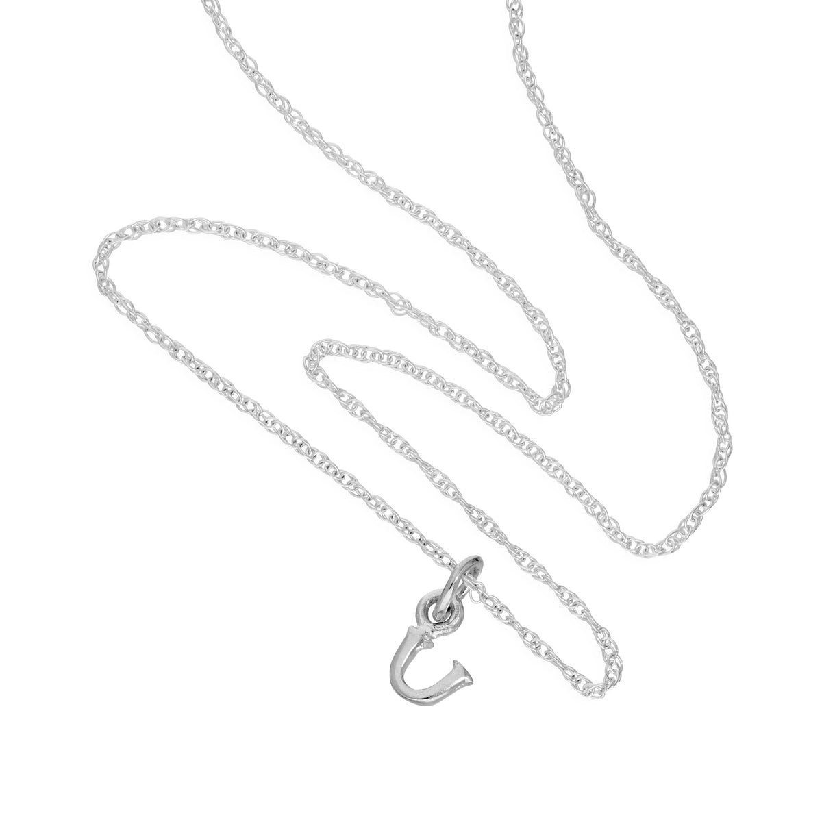 Collier avec pendentif minuscule en argent sterling avec lettre U de l'alphabet, 35 à 55 cm