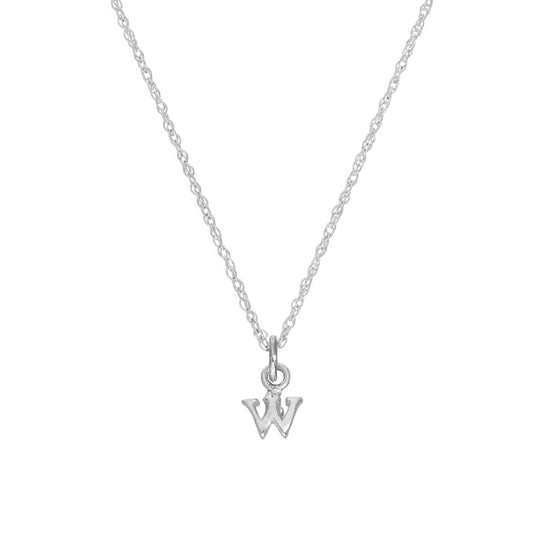 Collier avec pendentif minuscule lettre W en argent sterling, 35 à 55 cm