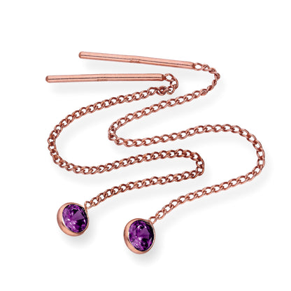 Boucles d'oreilles à enfiler en argent sterling plaqué or rose et cristal CZ avec pierre de naissance