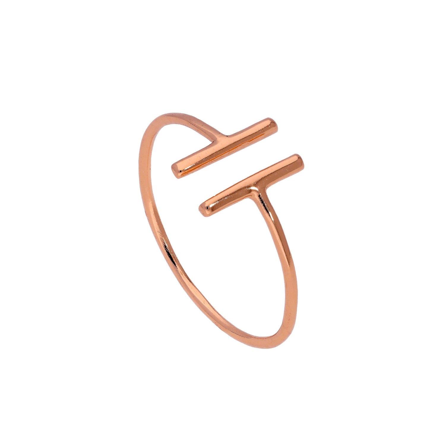 Bague barre en argent sterling plaqué or rose, tailles J à W