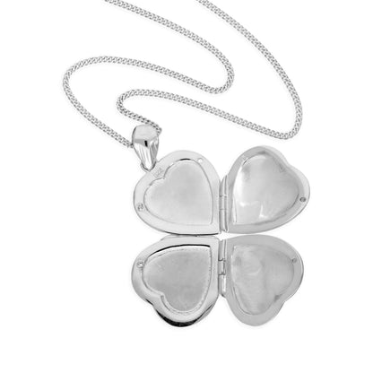 Petit médaillon familial en argent sterling avec 4 photos gravées en forme de cœur sur chaîne de 40 à 61 cm