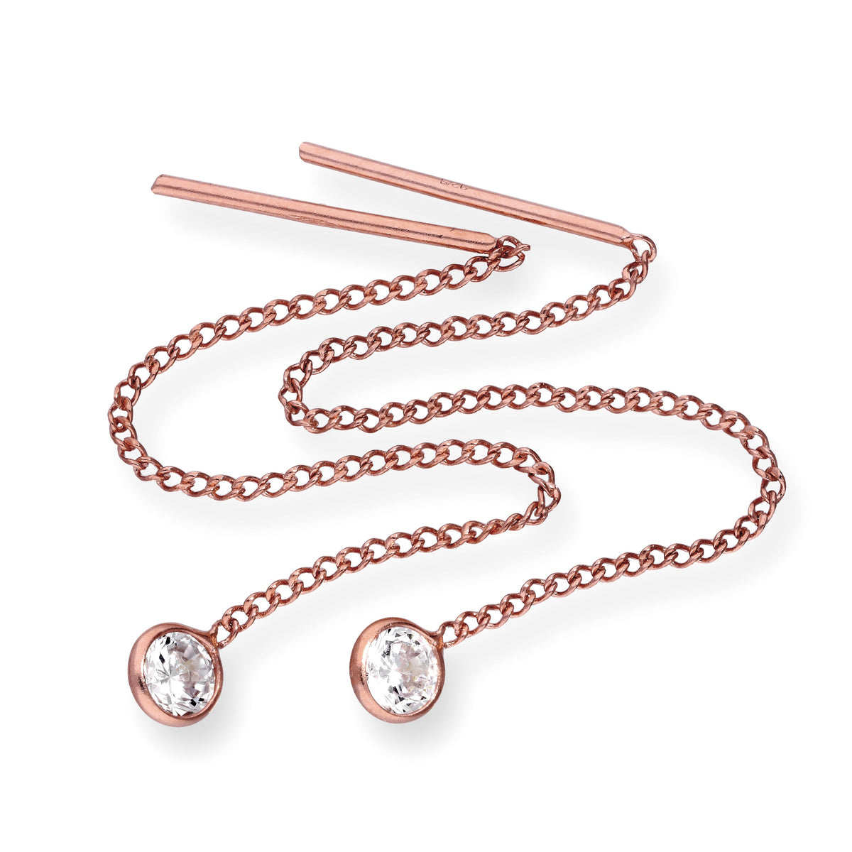 Boucles d'oreilles à enfiler en argent sterling plaqué or rose et cristal CZ avec pierre de naissance