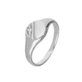 Chevalière ronde pour enfant en argent sterling et cristal CZ transparent gravé, tailles A à H