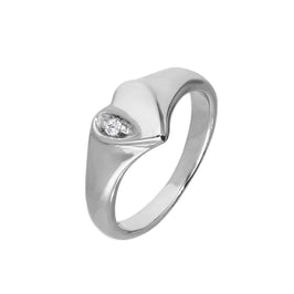 Chevalière enfant en argent sterling et cristal CZ transparent gravé en forme de cœur, tailles A à H
