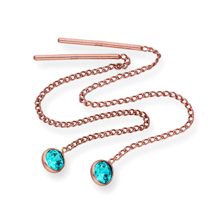 Boucles d'oreilles à enfiler en argent sterling plaqué or rose et cristal CZ avec pierre de naissance