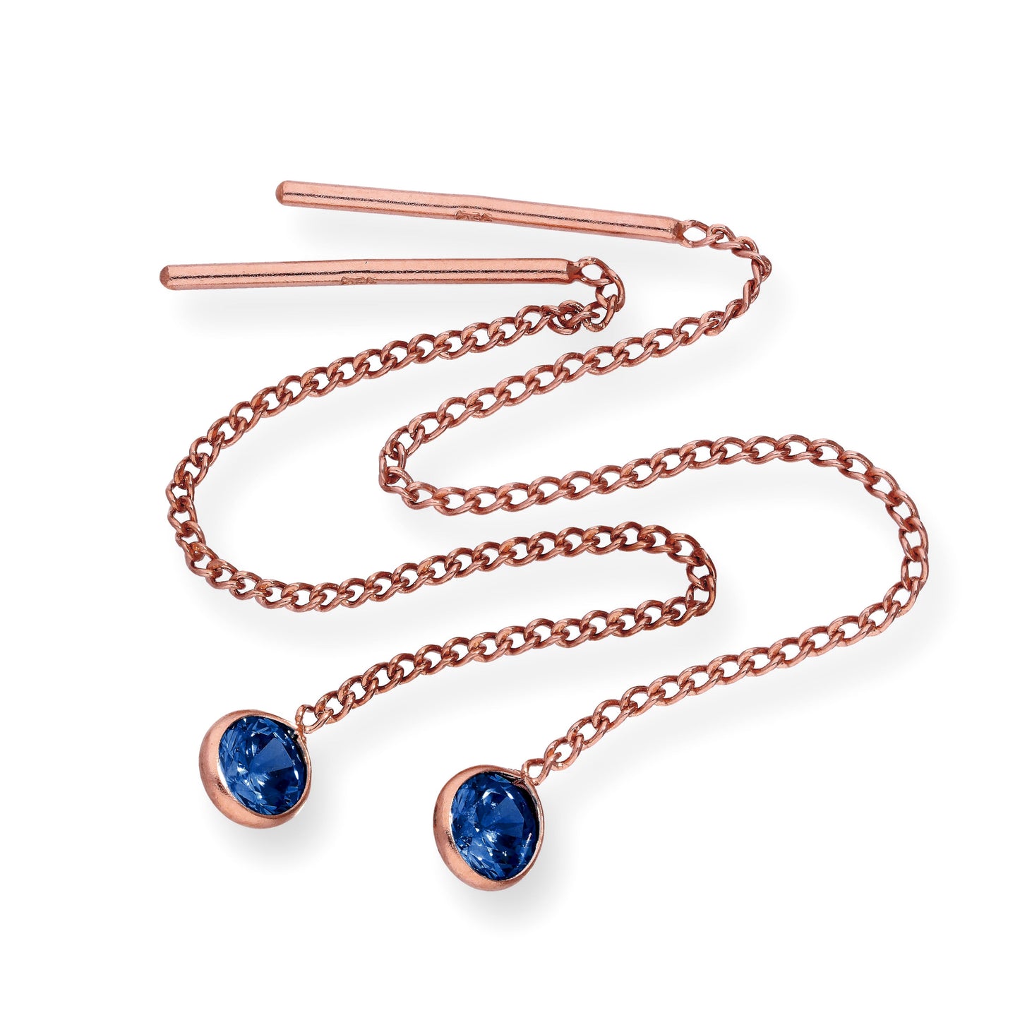 Boucles d'oreilles à enfiler en argent sterling plaqué or rose et cristal CZ avec pierre de naissance