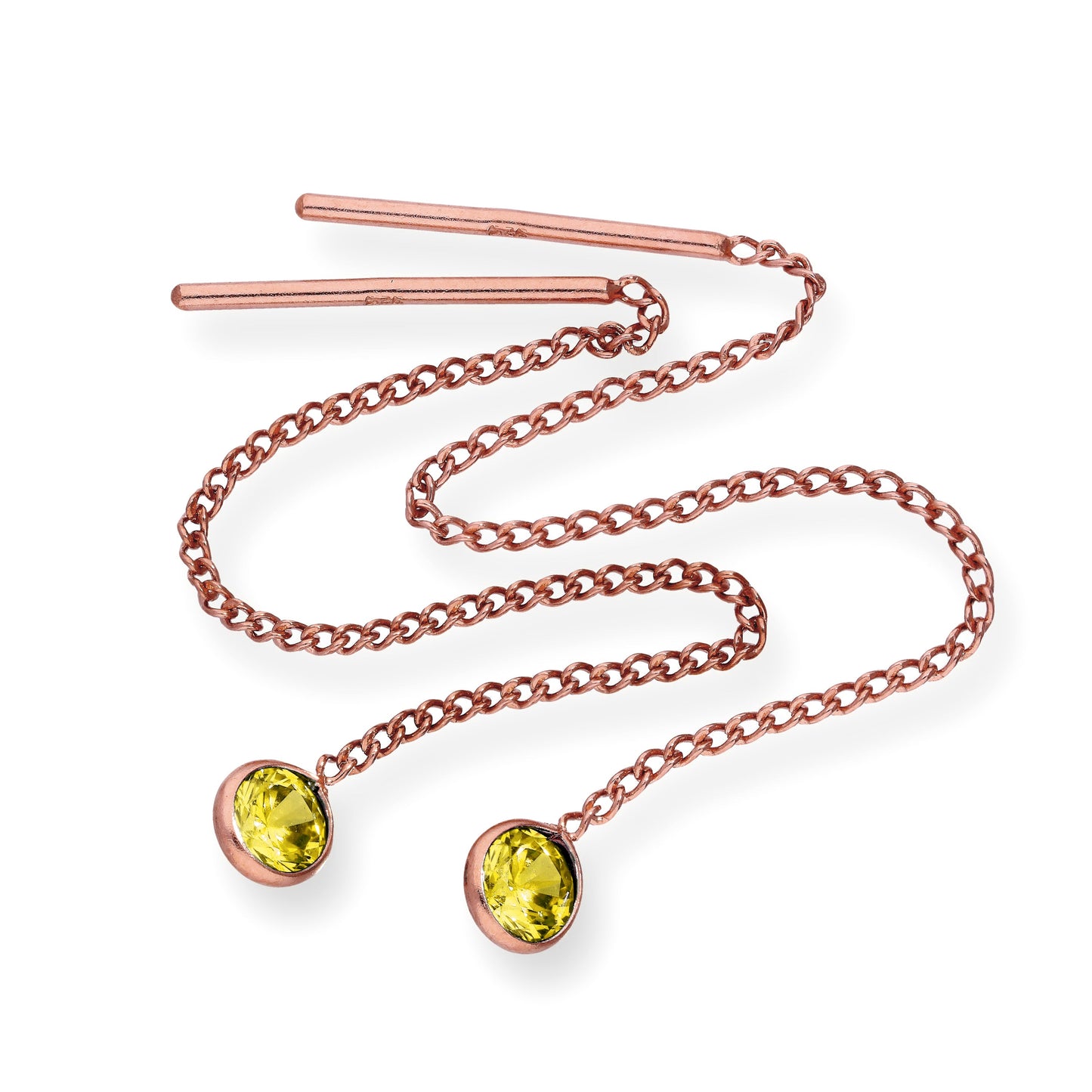 Boucles d'oreilles à enfiler en argent sterling plaqué or rose et cristal CZ avec pierre de naissance