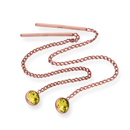 Boucles d'oreilles à enfiler en argent sterling plaqué or rose et cristal CZ avec pierre de naissance