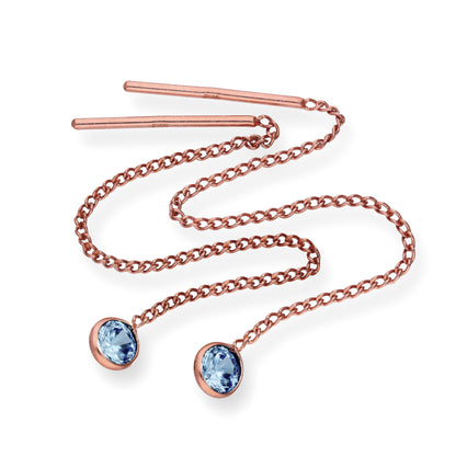 Boucles d'oreilles à enfiler en argent sterling plaqué or rose et cristal CZ avec pierre de naissance