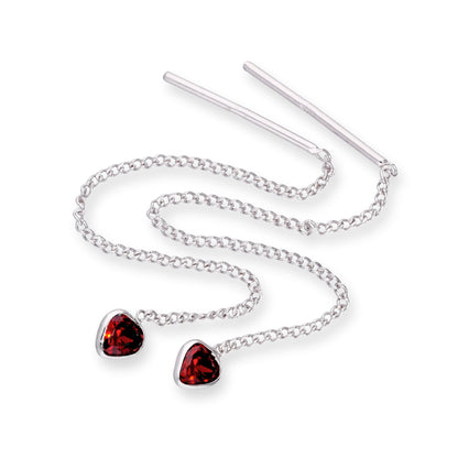 Boucles d'oreilles à enfiler en argent sterling et cristal CZ avec pierre de naissance en forme de cœur