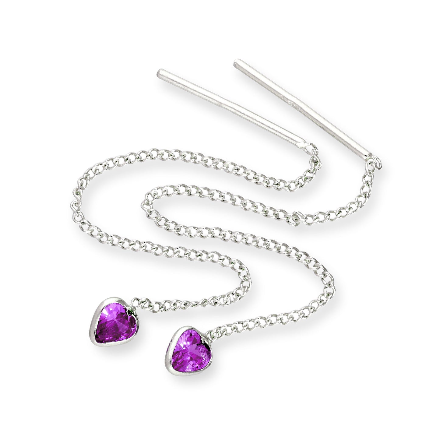 Boucles d'oreilles à enfiler en argent sterling et cristal CZ avec pierre de naissance en forme de cœur