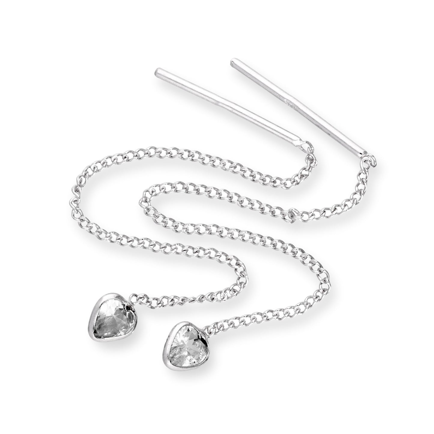 Boucles d'oreilles à enfiler en argent sterling et cristal CZ avec pierre de naissance en forme de cœur