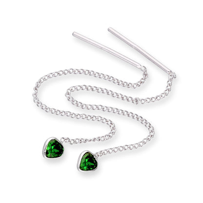 Boucles d'oreilles à enfiler en argent sterling et cristal CZ avec pierre de naissance en forme de cœur