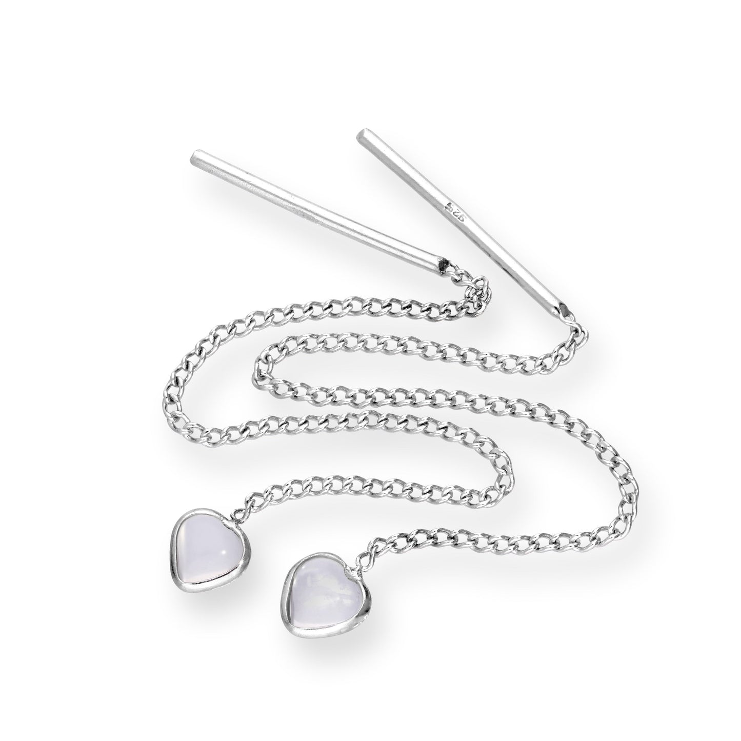 Boucles d'oreilles à enfiler en argent sterling et cristal CZ avec pierre de naissance en forme de cœur