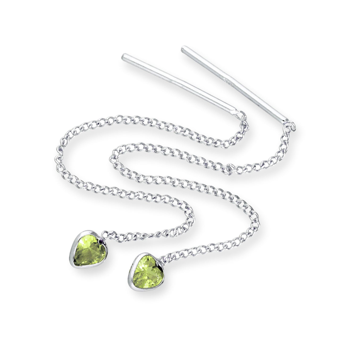 Boucles d'oreilles à enfiler en argent sterling et cristal CZ avec pierre de naissance en forme de cœur