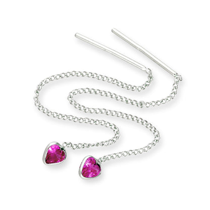 Boucles d'oreilles à enfiler en argent sterling et cristal CZ avec pierre de naissance en forme de cœur