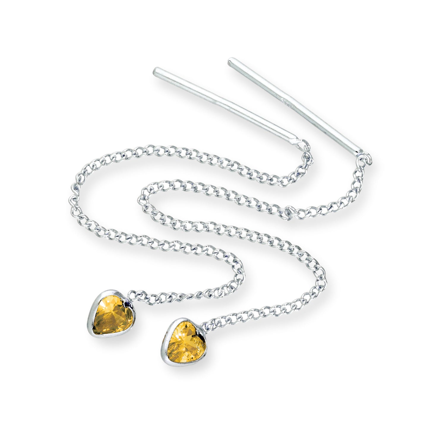 Boucles d'oreilles à enfiler en argent sterling et cristal CZ avec pierre de naissance en forme de cœur