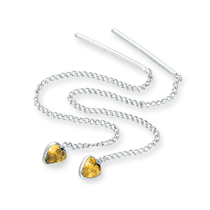 Boucles d'oreilles à enfiler en argent sterling et cristal CZ avec pierre de naissance en forme de cœur