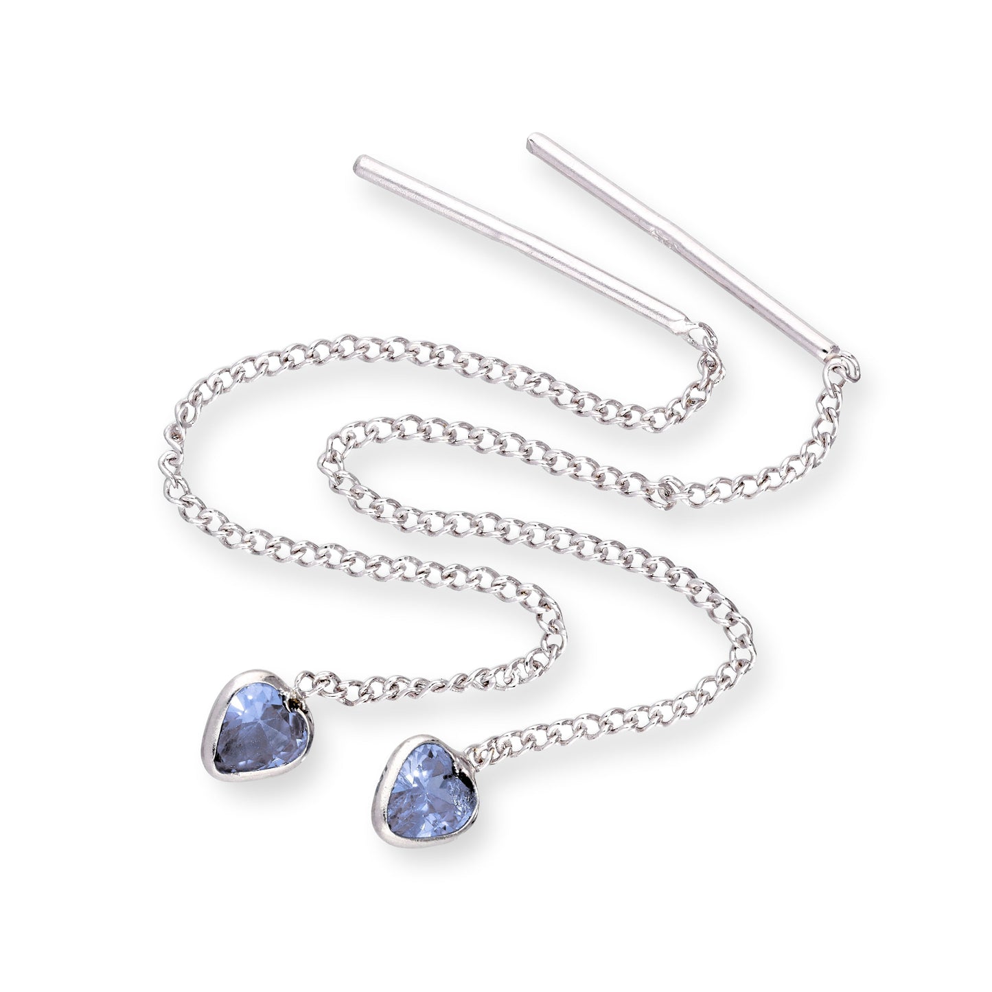 Boucles d'oreilles à enfiler en argent sterling et cristal CZ avec pierre de naissance en forme de cœur