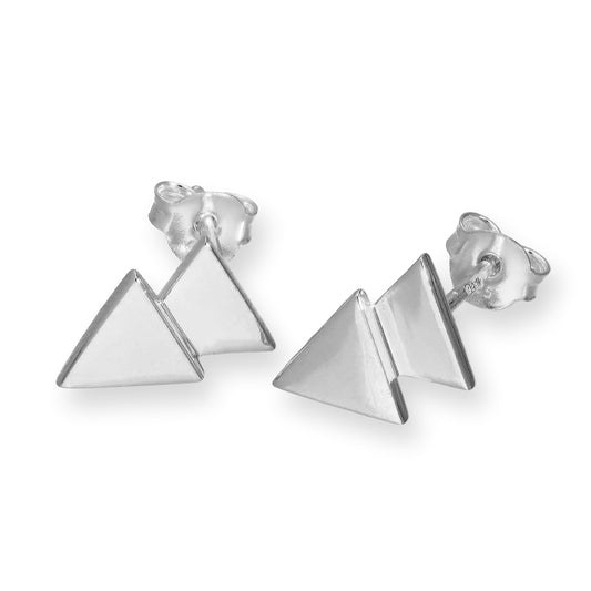 Boucles d'oreilles à tige double triangle en argent sterling