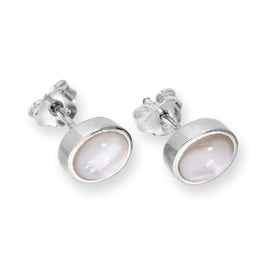 Boucles d'oreilles rondes en argent sterling et nacre
