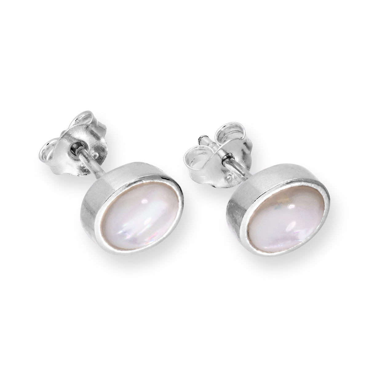 Boucles d'oreilles rondes en argent sterling et nacre