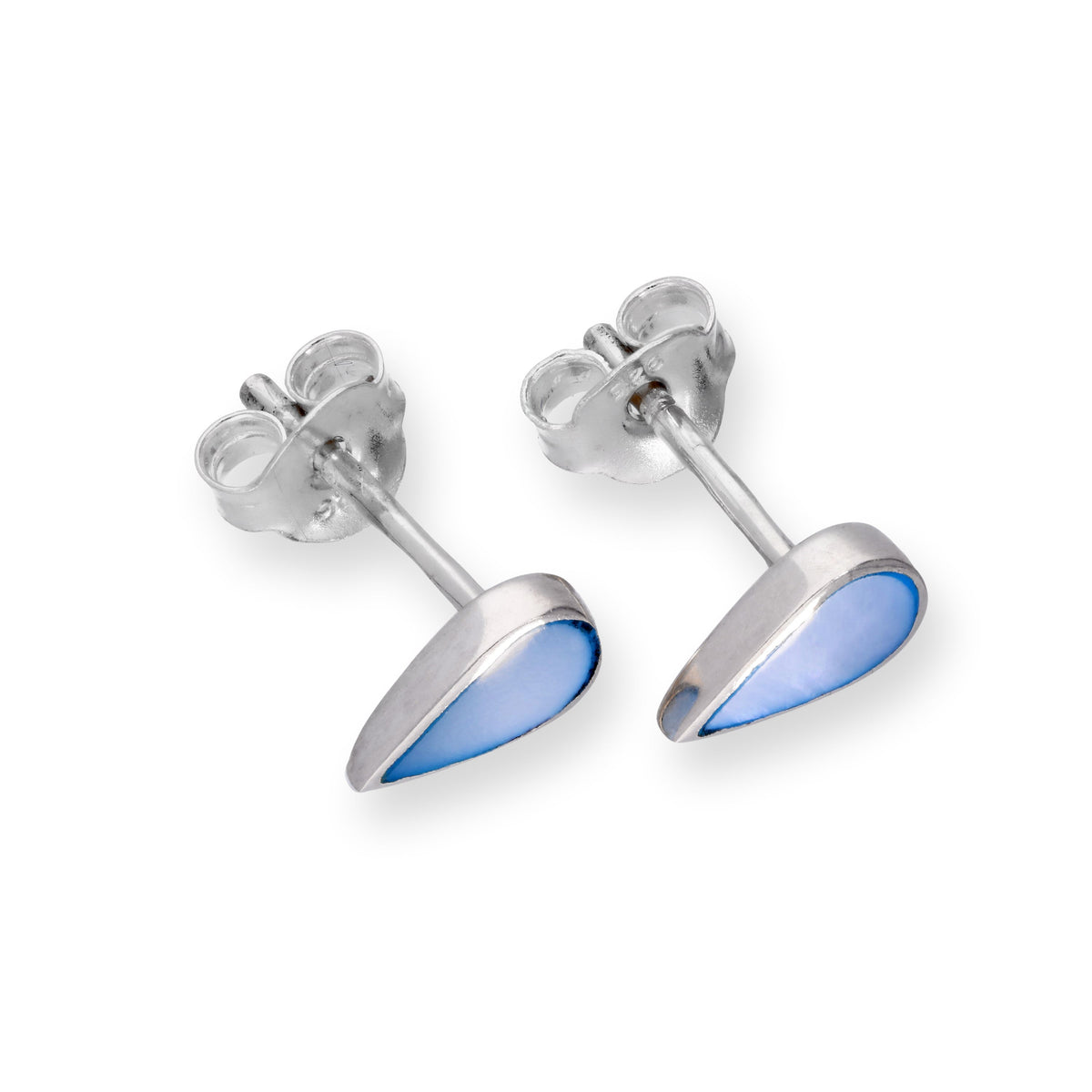 Boucles d'oreilles à tige en argent sterling et émail bleu clair en forme de larme
