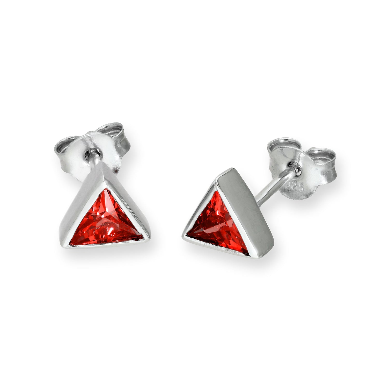 Boucles d'oreilles à tige triangulaires en argent sterling et cristal CZ avec pierre de naissance