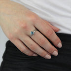 Bague en argent sterling et cristal CZ ovale aigue-marine, pierre de naissance de mars, tailles 49 à 62,5