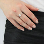 Bague en argent sterling et cristal CZ ovale transparent, pierre de naissance d'avril, tailles 49 à 62,5