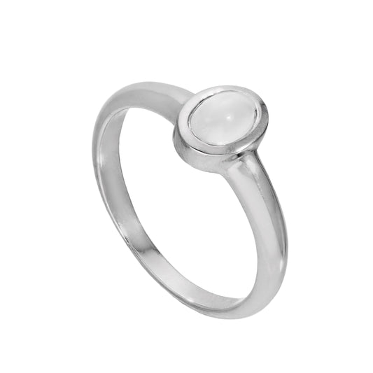 Bague en argent sterling et pierre de lune ovale, pierre de naissance de juin, tailles J à U