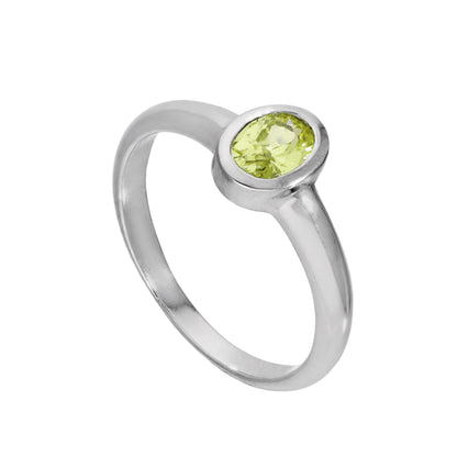 Bague en argent sterling et cristal CZ péridot ovale, pierre de naissance d'août, tailles J à U