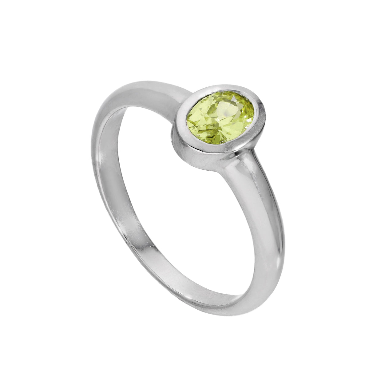 Bague en argent sterling et cristal CZ péridot ovale, pierre de naissance d'août, tailles 49 à 62,5