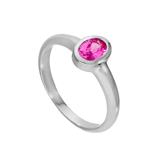 Bague en argent sterling et cristal de tourmaline CZ ovale, pierre de naissance d'octobre, tailles J à U