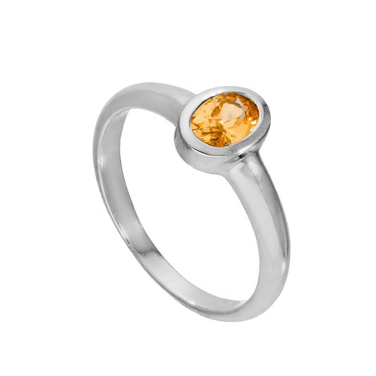 Bague en argent sterling et cristal de citrine CZ ovale, pierre de naissance de novembre, tailles J à U