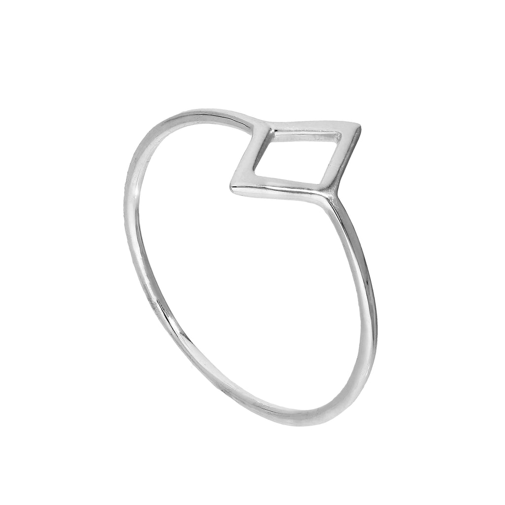 Bague ouverte en argent sterling en forme de diamant, tailles 49 à 63