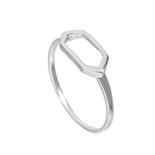 Bague hexagonale ouverte en argent sterling, tailles J à V