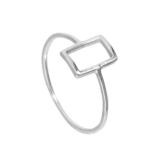 Bague rectangulaire ouverte en argent sterling, tailles J à V