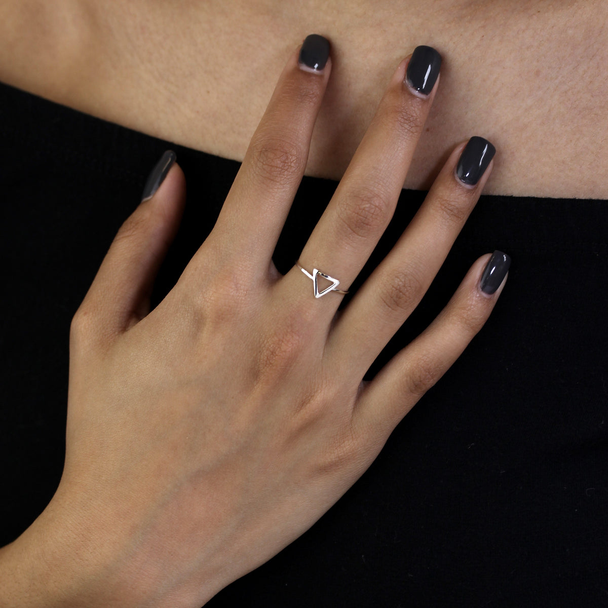 Bague triangulaire ouverte en argent sterling, tailles 49 à 63
