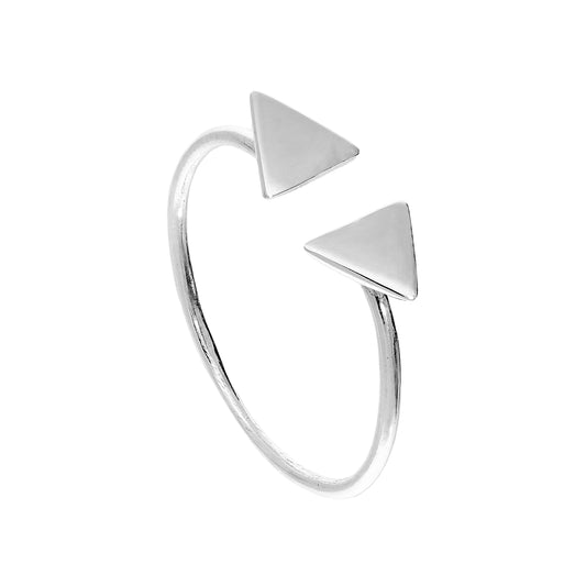 Bague empilable réglable en argent sterling avec double triangle, tailles J à V
